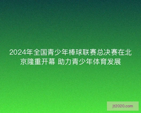 2024年全国青少年棒球联赛总决赛在北京隆重开幕 助力青少年体育发展